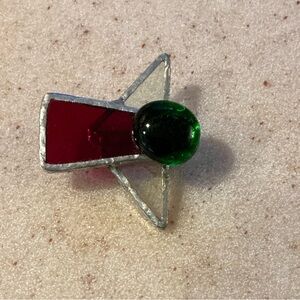 Red and Green Stained Glass Brooch